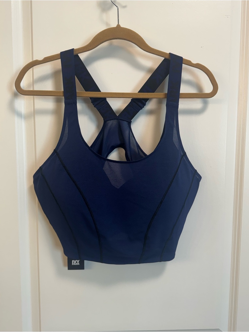 IVY PARK Navy Blue Racerback Longline Sports Bra